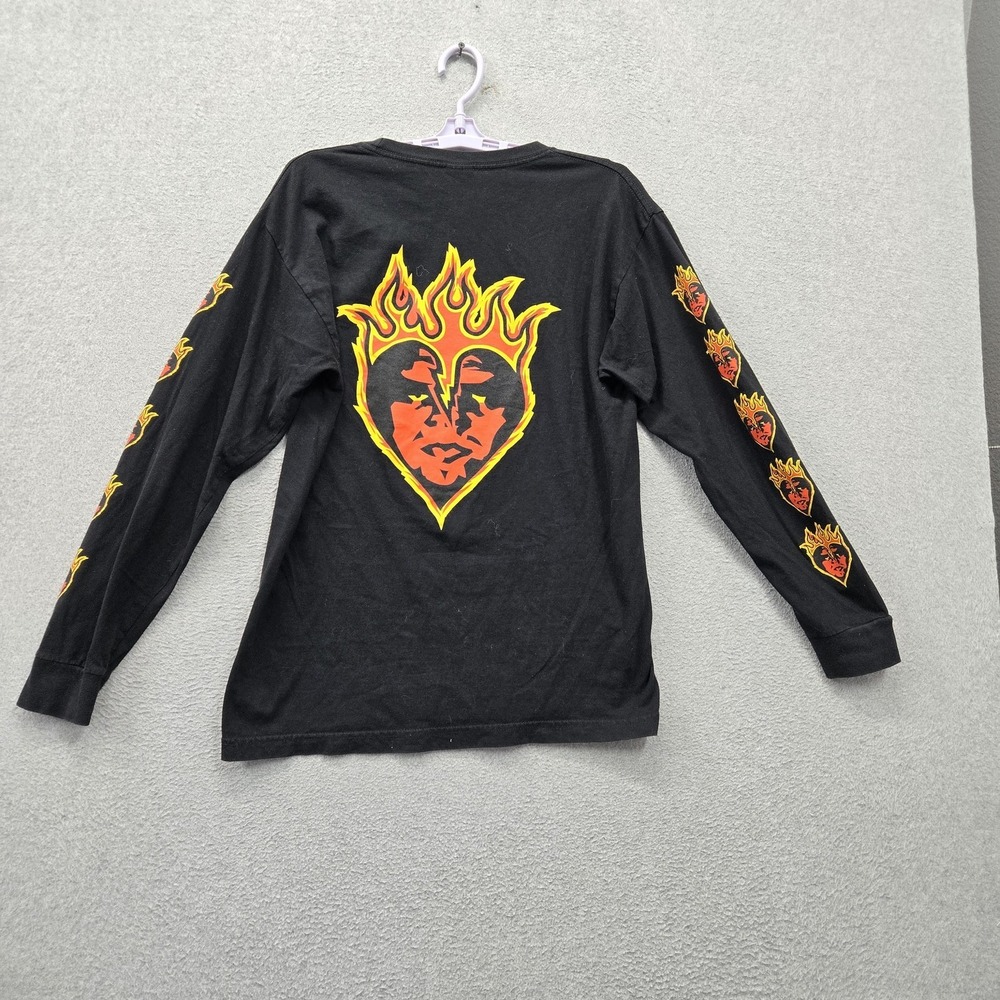 Obey Men Shirt M Black Be Mine Flaming Heart Logo Graphic Print Long Sleeve